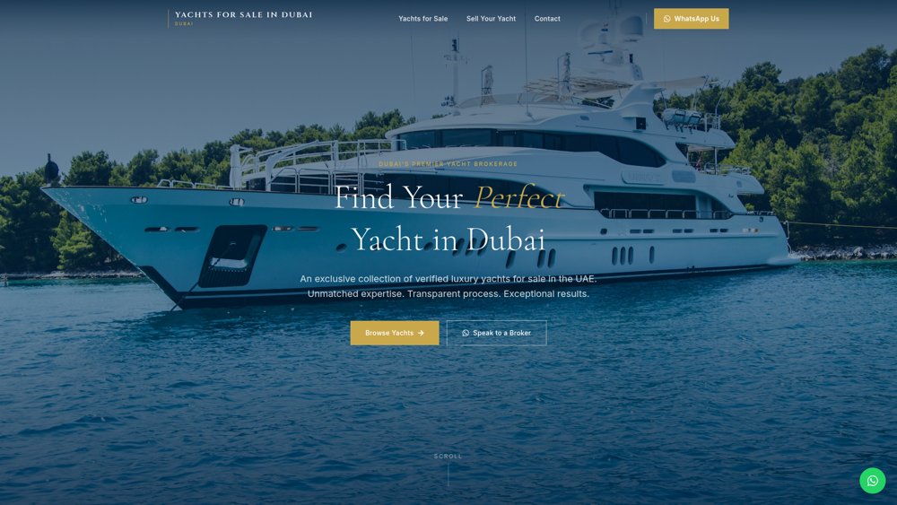 Dubai Yacht for Sale website homepage