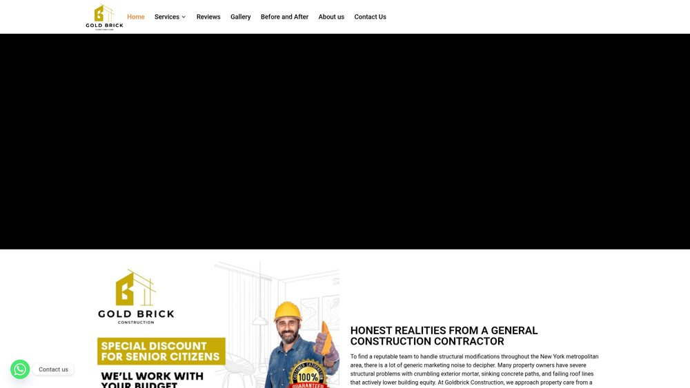 Goldbrick Construction website homepage