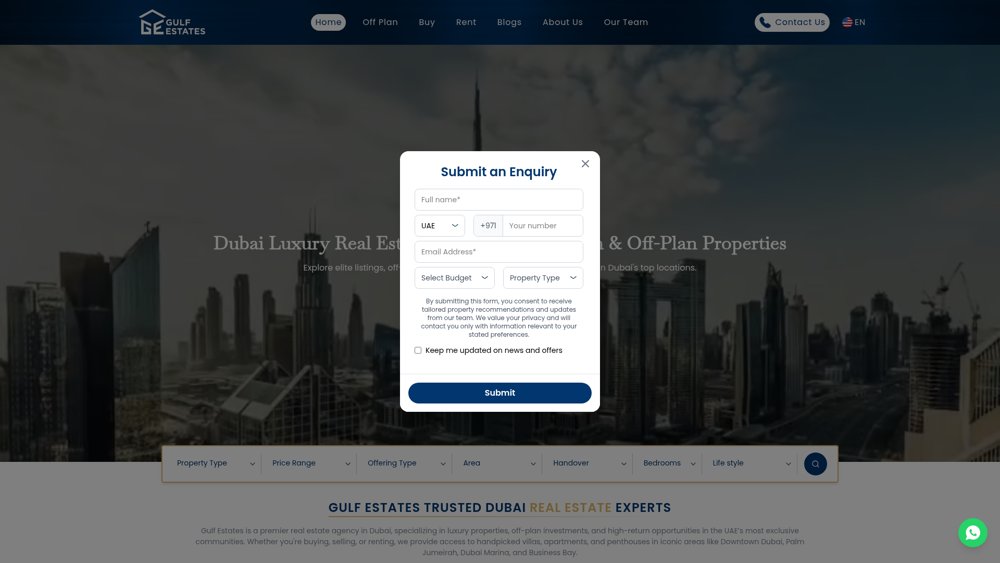 Gulf Estates website homepage