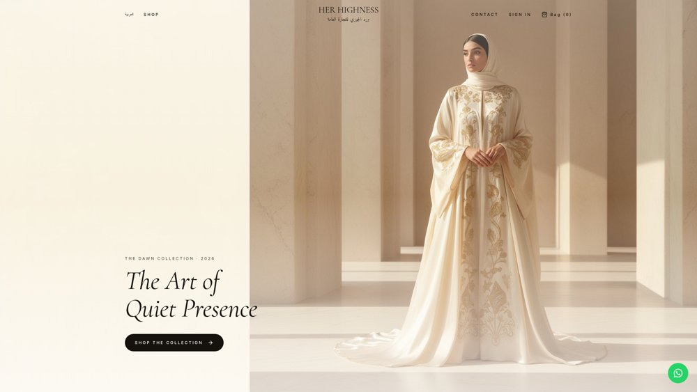Her Highness website homepage