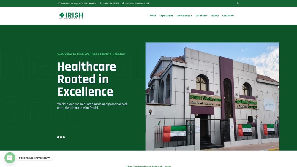 Irish Wellness Center website homepage