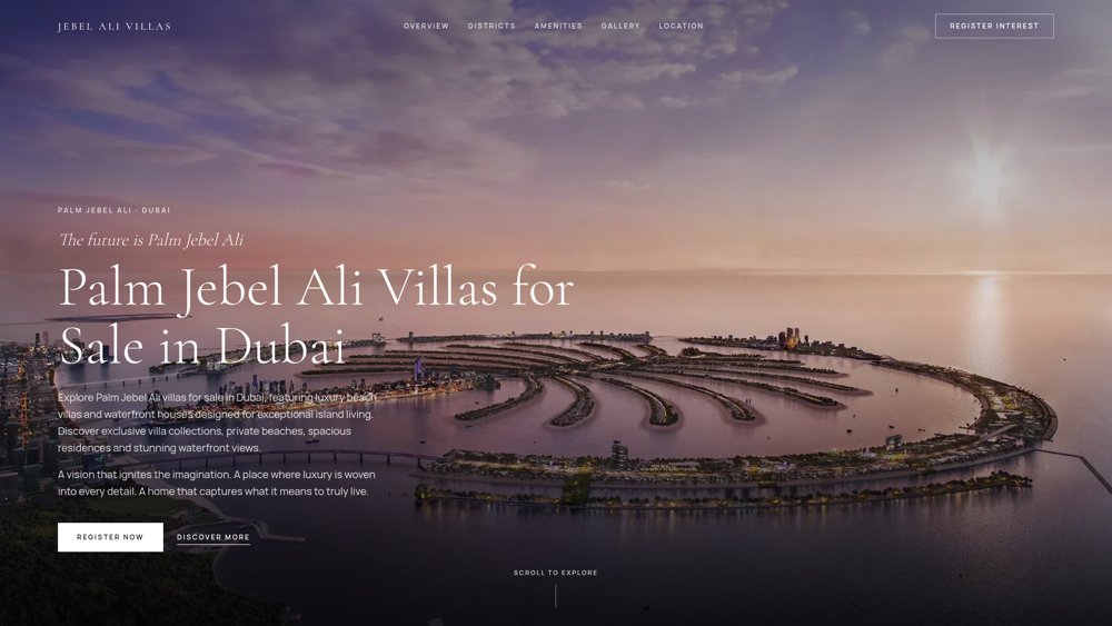 Jabel Ali Villas website homepage