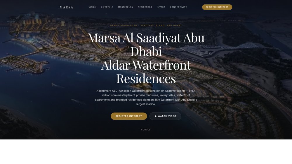 Marsa Saadiyat website homepage