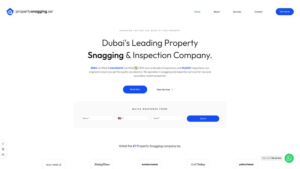 Property Snagging website homepage