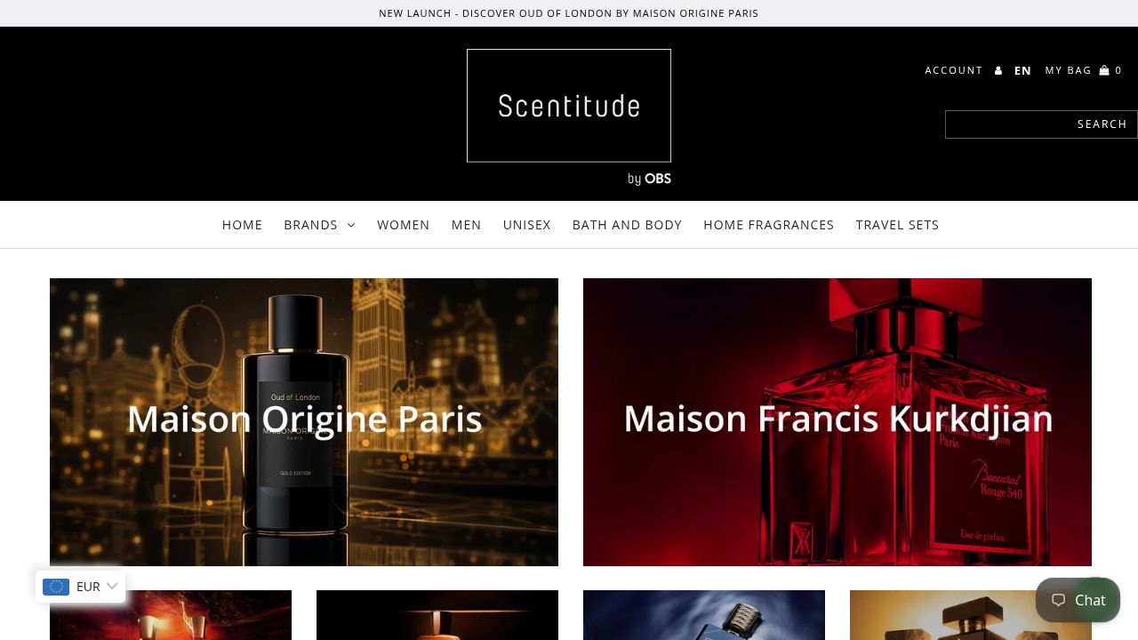 Scentitude website homepage