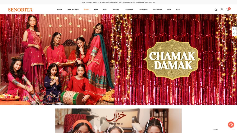 Señorita website homepage