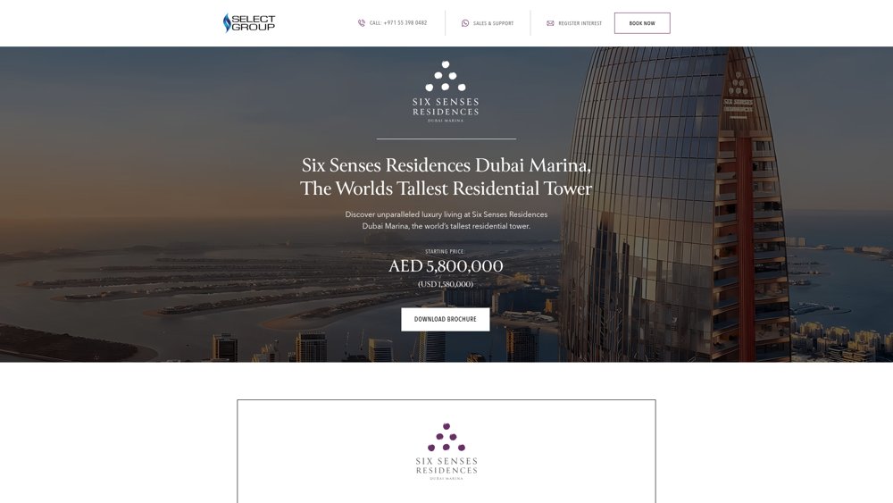 Six Senses Dubai Marina website homepage