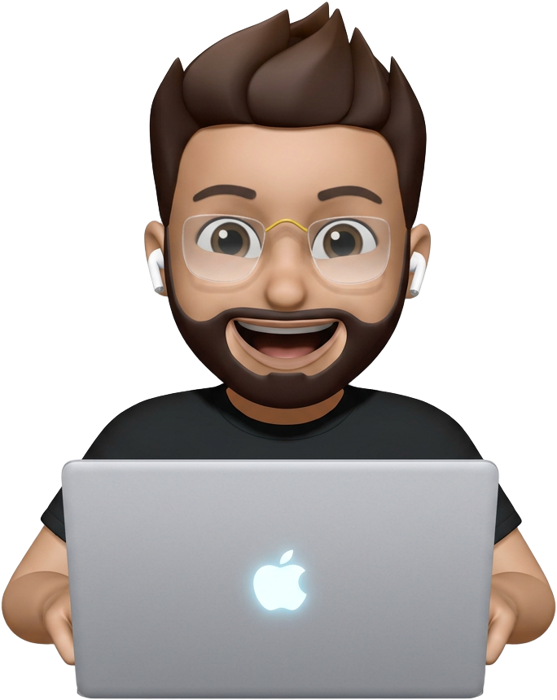 Moaz's Memoji working on a MacBook
