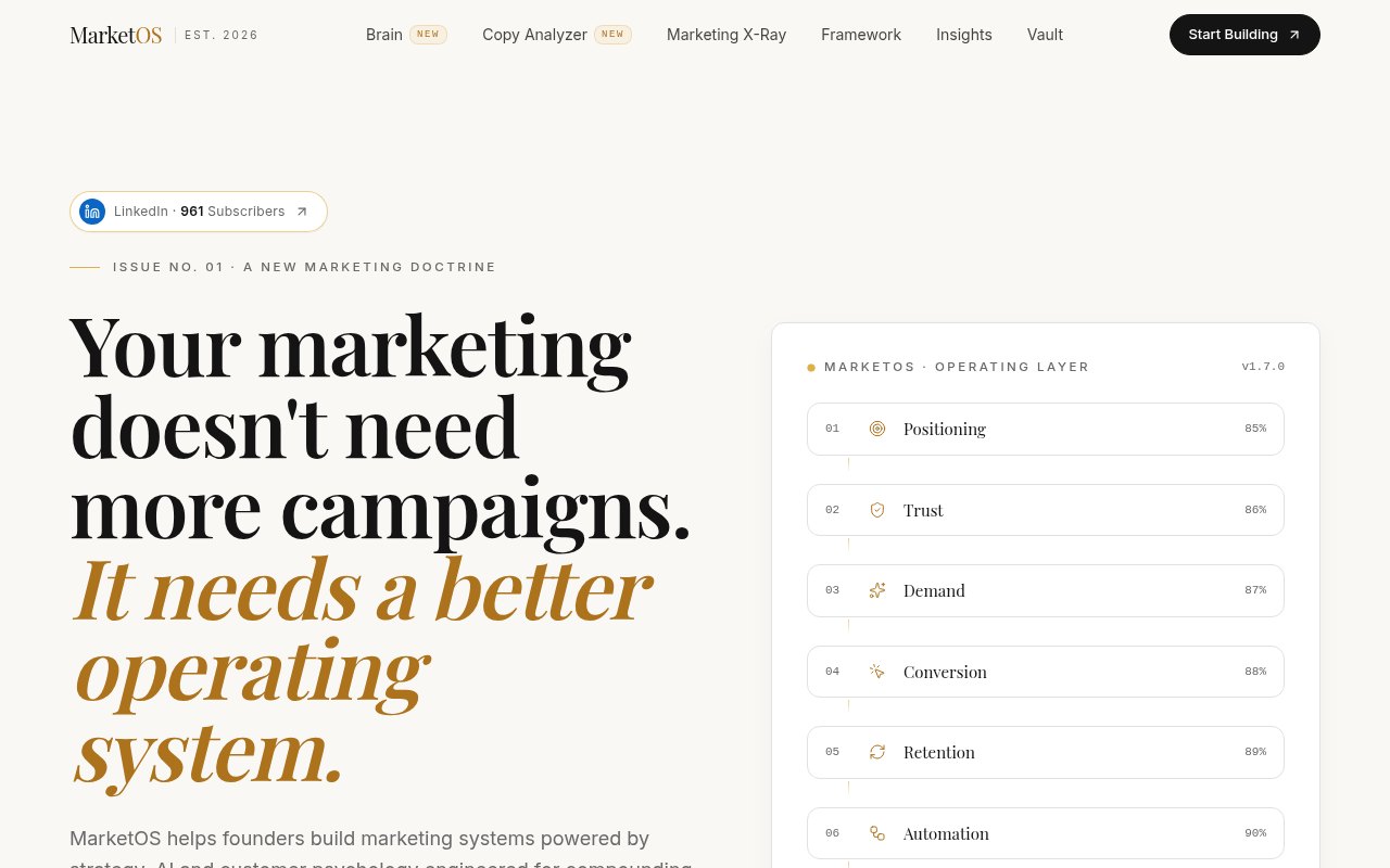 MarketOS website homepage